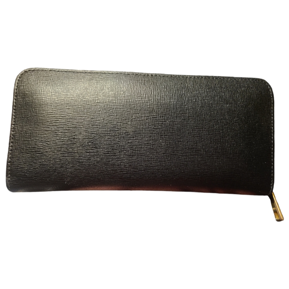 FURLA.  Black Leather Zip-Around Continental Wallet. NWOT